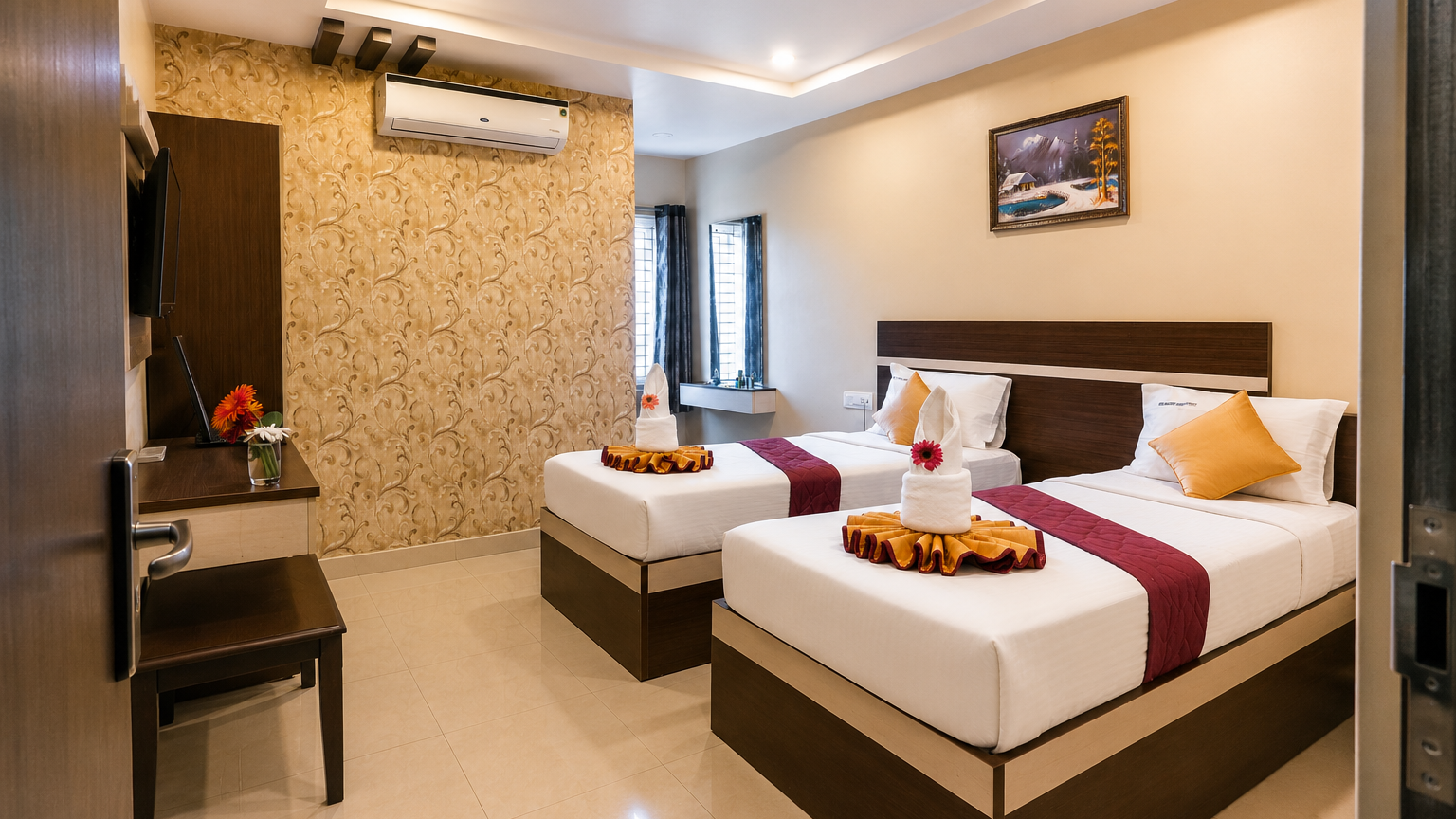 Deluxe Twin bed with Mountain View